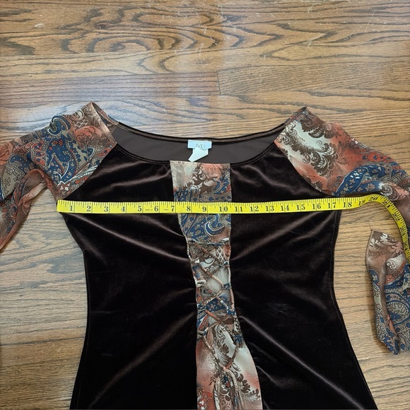 F&X USA Vintage Y2K Mesh Sleeve Top Fairycore Grunge Paisley Corset Lace Up - Picture 8 of 8